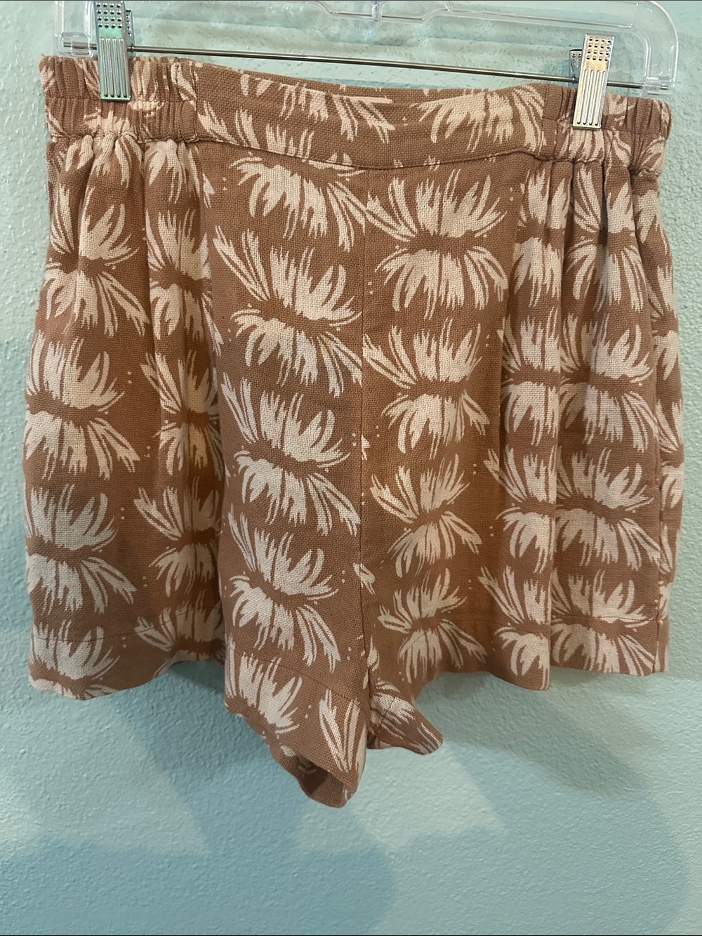 MIRTH Handmade Edition Cotton Printed Pull-On Shorts Brown Cream Size S